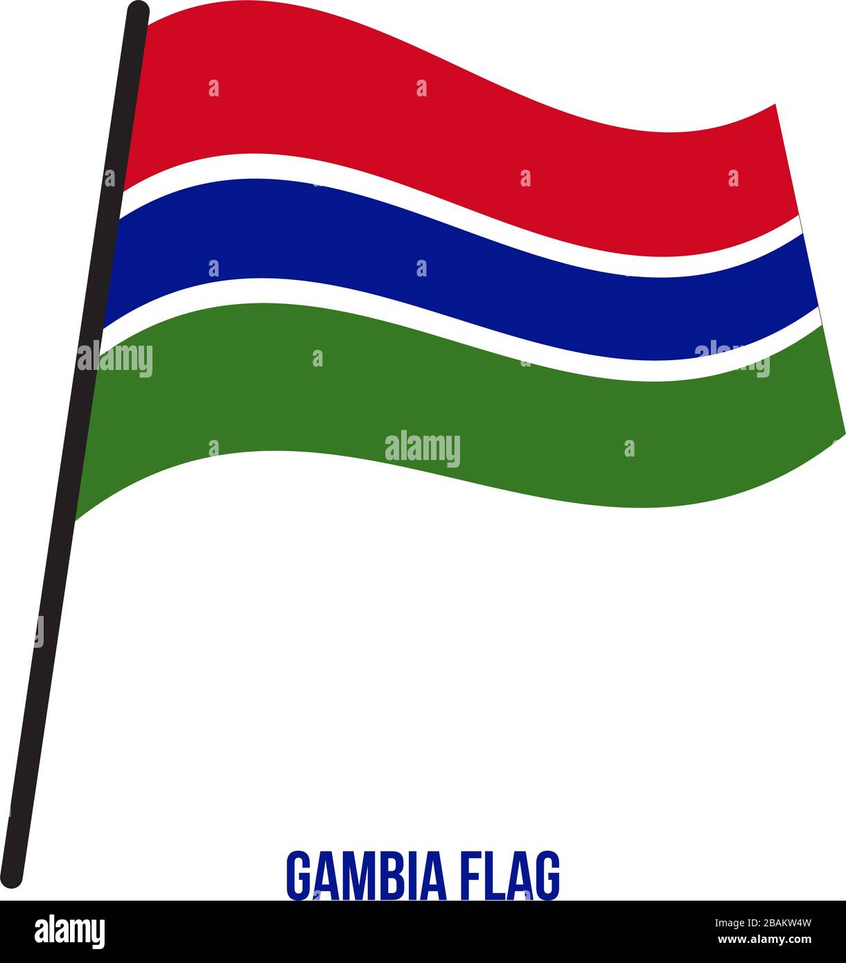 Gambia Flag Waving Vector Illustration on White Background. Gambia ...