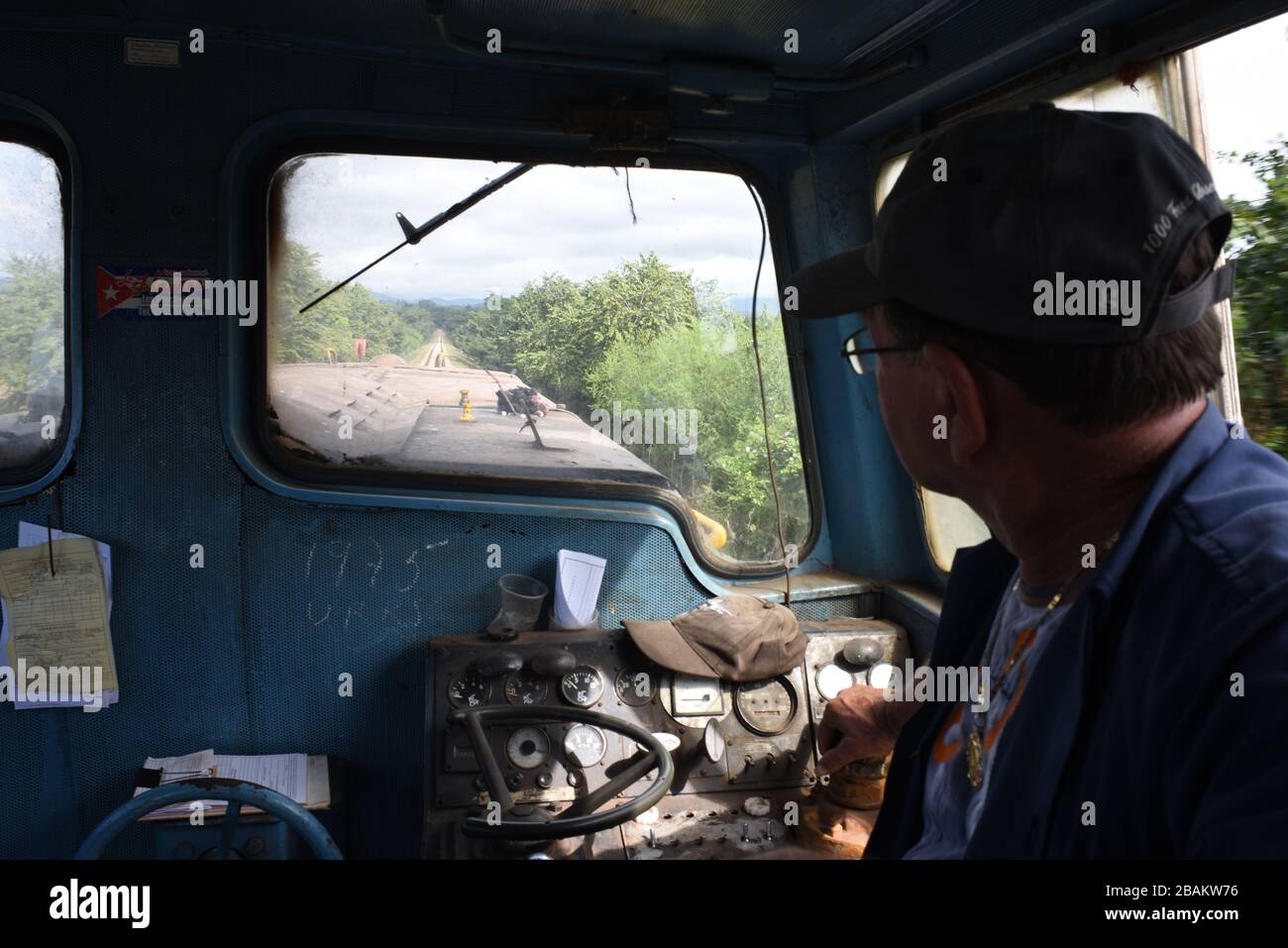Person, man, train, 2014, Cuba Stock Photo