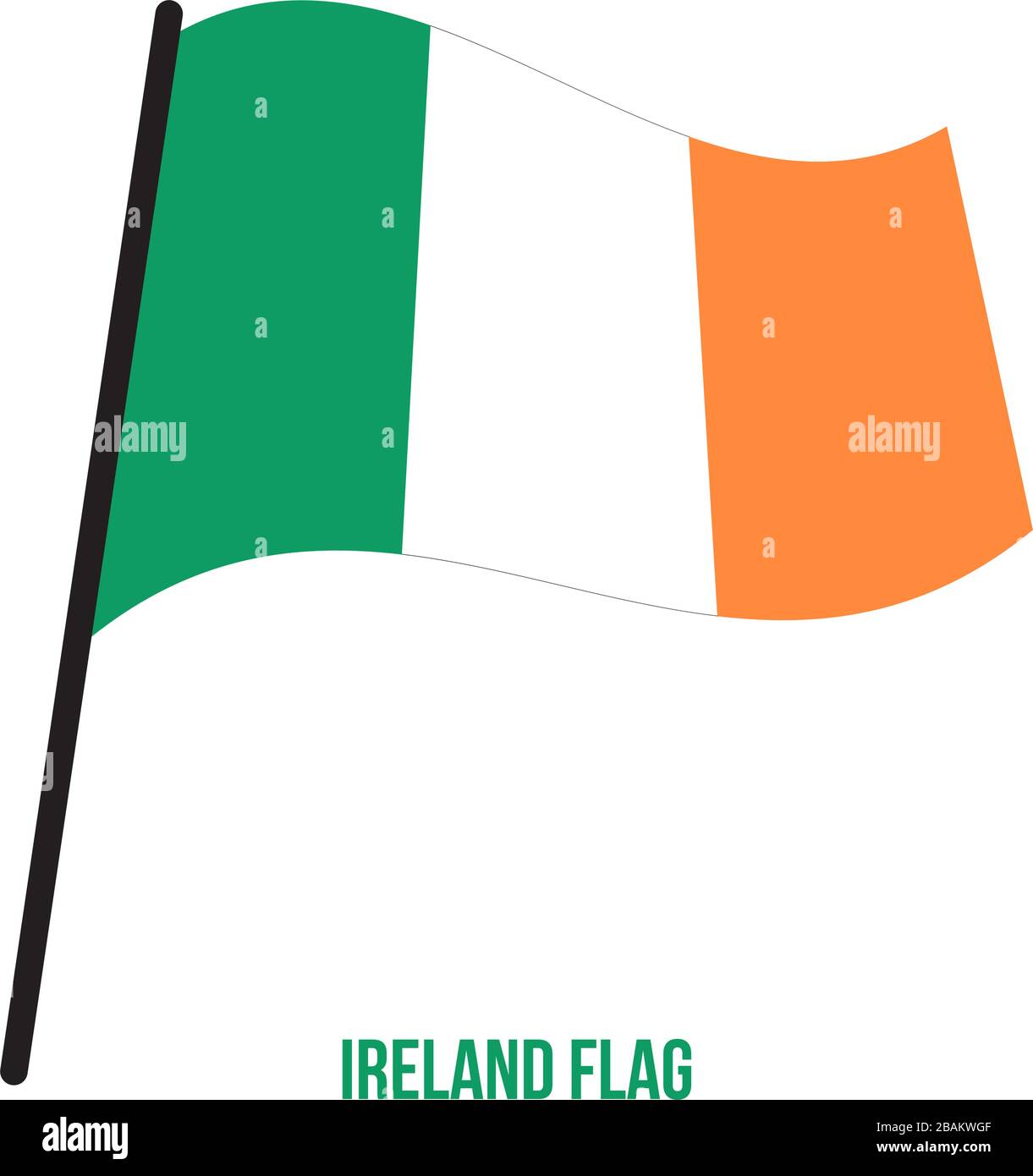 Ireland Flag Waving Vector Illustration on White Background. Ireland National Flag Stock Vector