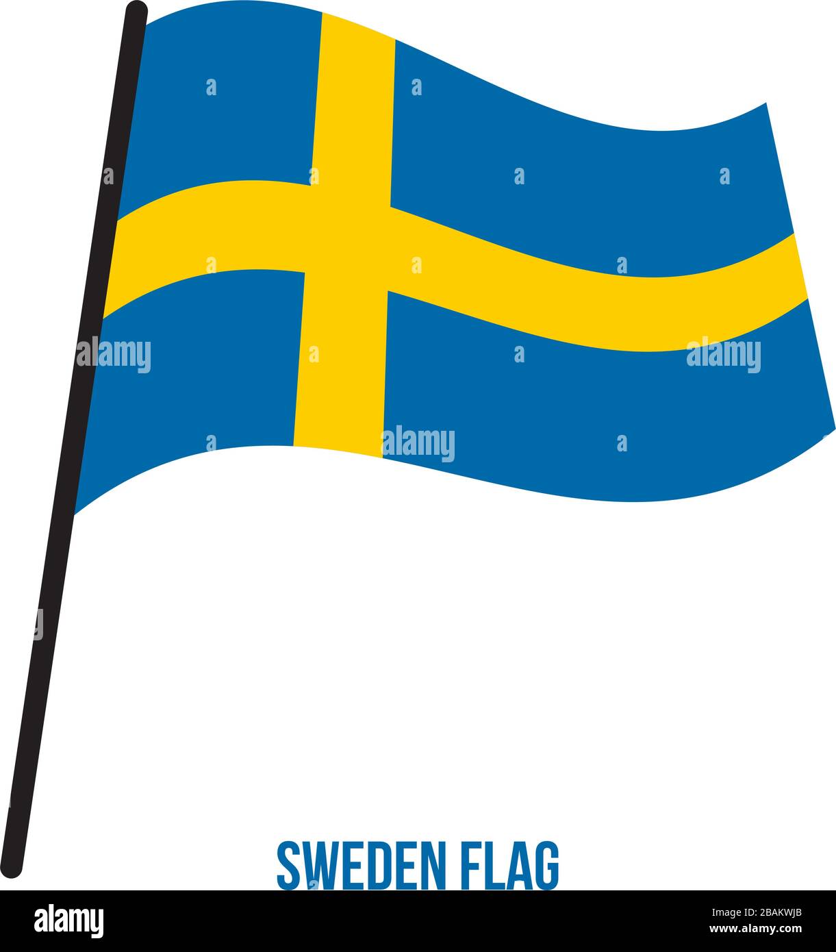 Sweden Flag Waving Vector Illustration on White Background. Sweden National Flag. Stock Vector