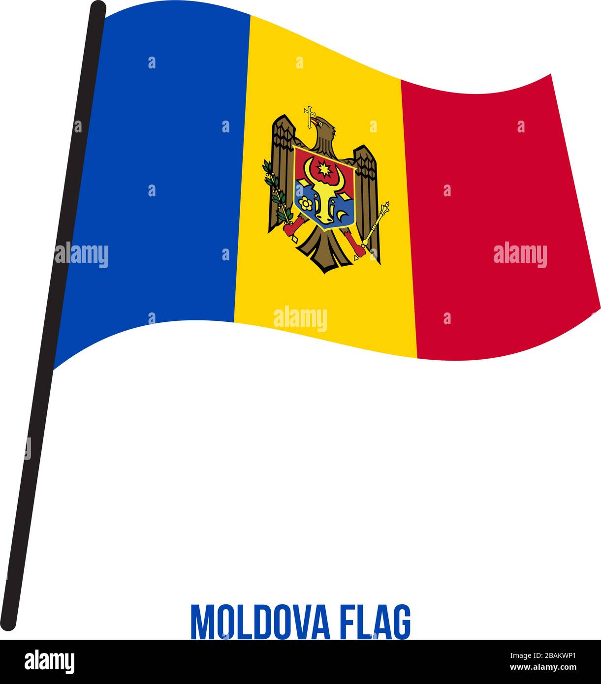 Moldova Flag Waving Vector Illustration on White Background. Moldova