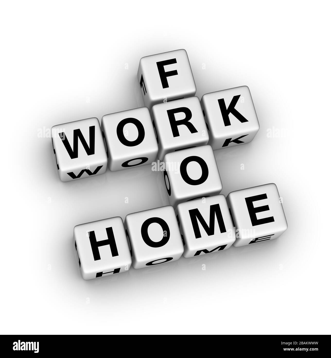 Work from home. 3d crossword puzzle illustration. Stock Photo