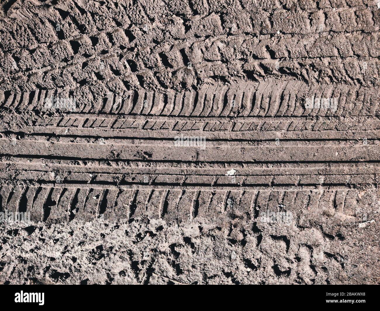 Closeup of skid marks on road. Track from the tire of the car Stock