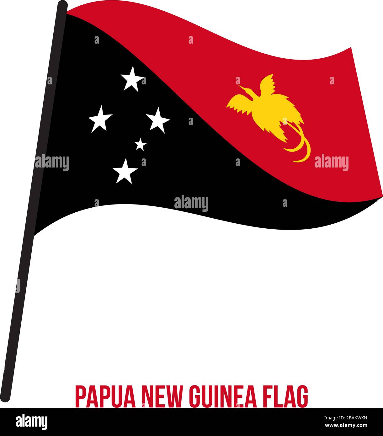 Papua New Guinea Flag Waving Vector Illustration on White Background. Papua New Guinea National ...