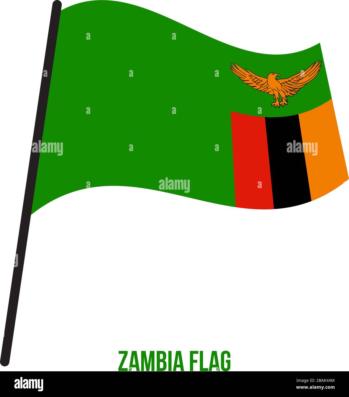 Zambia Flag Waving Vector Illustration on White Background. Zambia ...