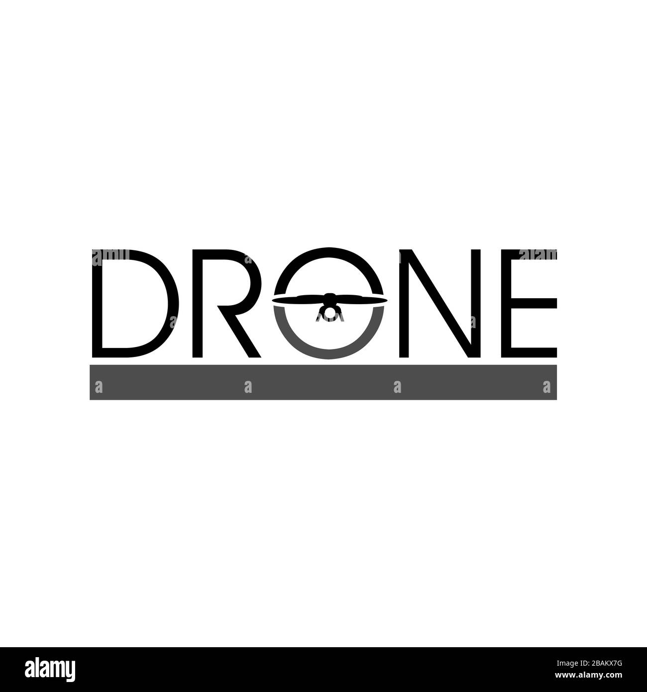Design flying drone on the font o for your best business symbol. Drone symbol design element. Vector illustration EPS.8 EPS.10 Stock Vector