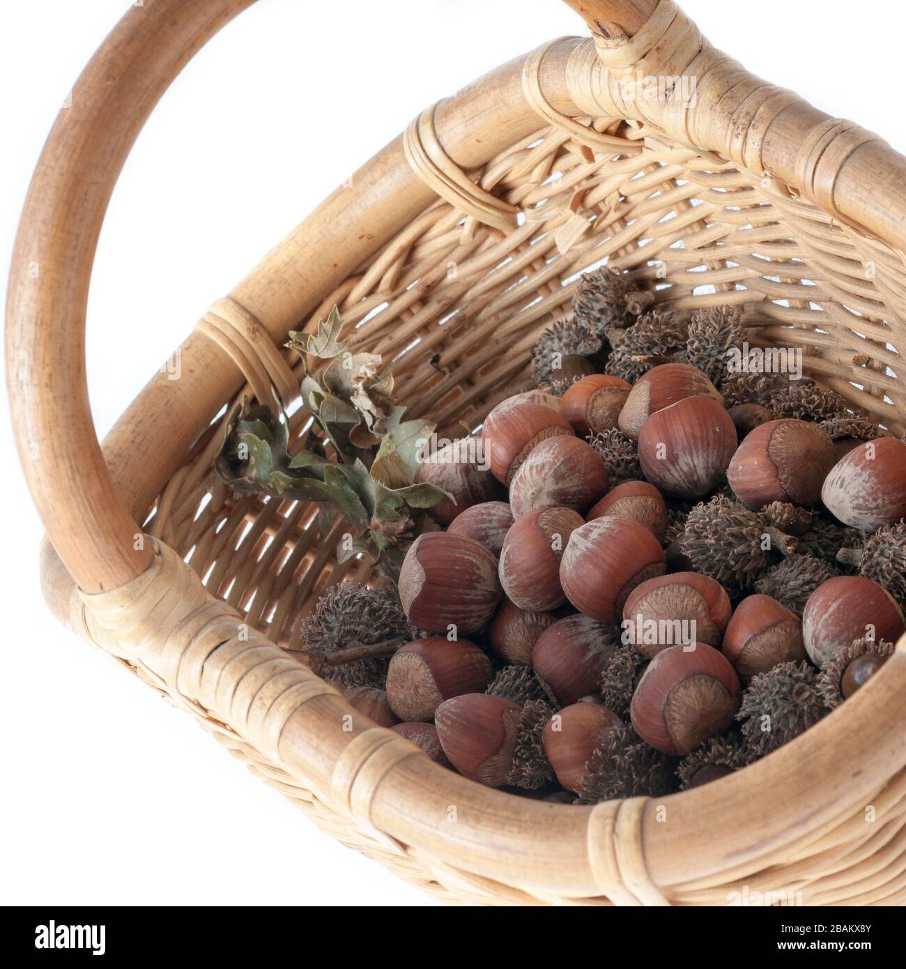 peanuts in a wicker basket Stock Photo