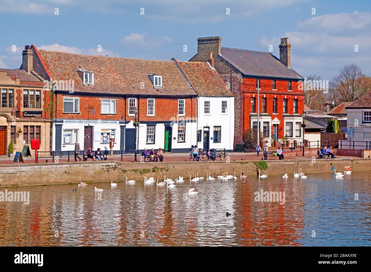 St Ives, Cambridgeshire, River Great Ouse, Buildings by Stock Photo Alamy