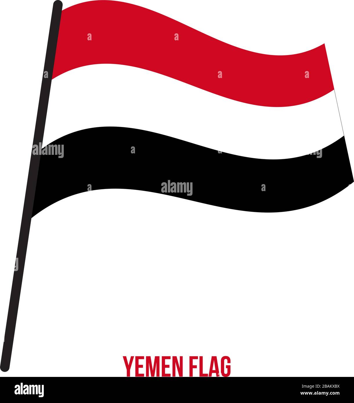 Yemen Flag Waving Vector Illustration on White Background. Yemen