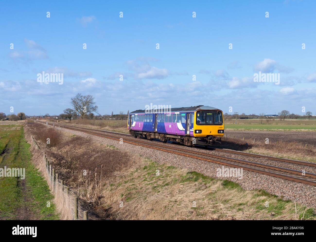 Northern rail class 144 pacer train 144021 passing Mauds Bridge
