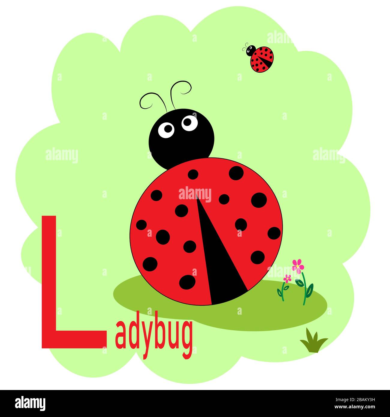 L word for ladybug animal alphabet illustration  Stock Vector