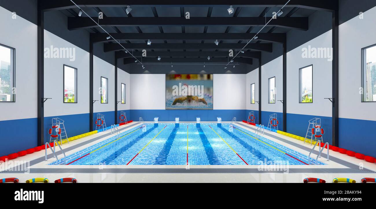 3d render of swimming pool Stock Photo