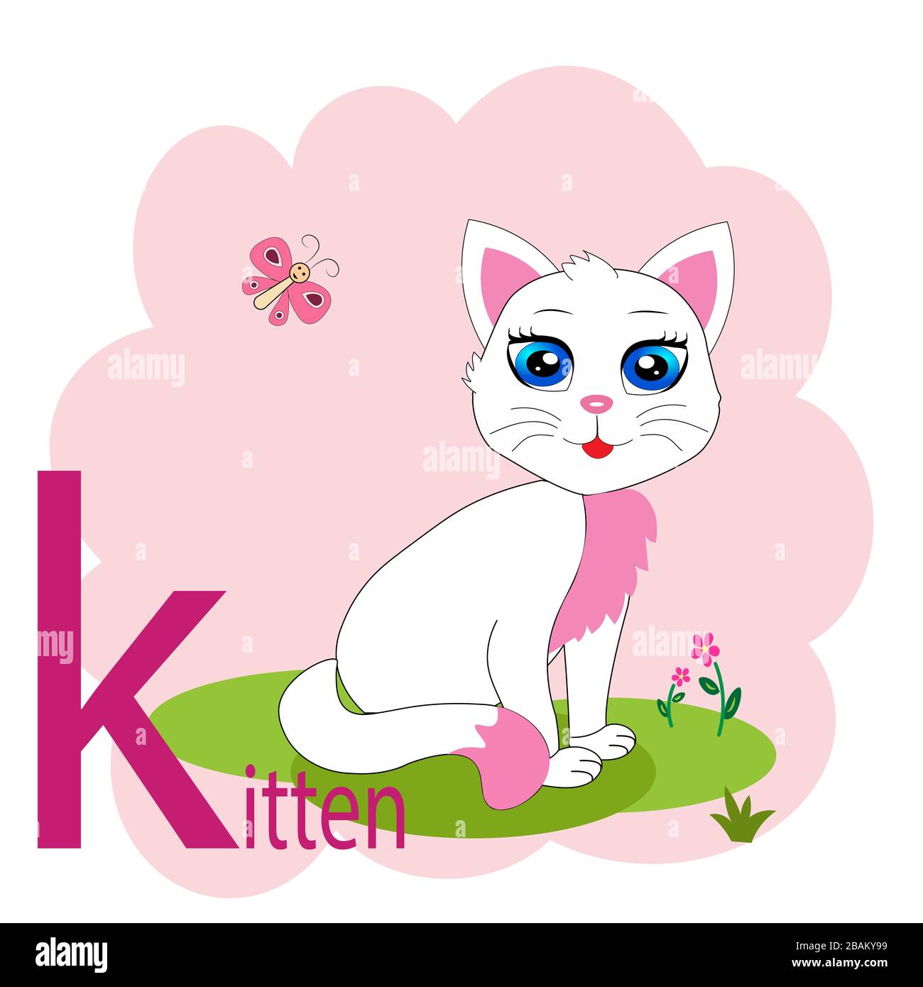 K word for kitten animal alphabet illustration  Stock Vector