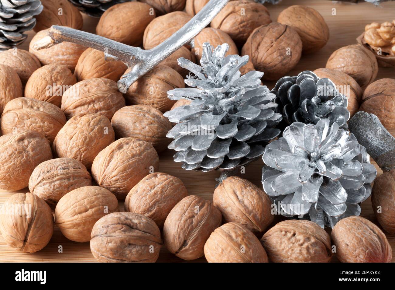 walnuts in the foreground for diet Stock Photo
