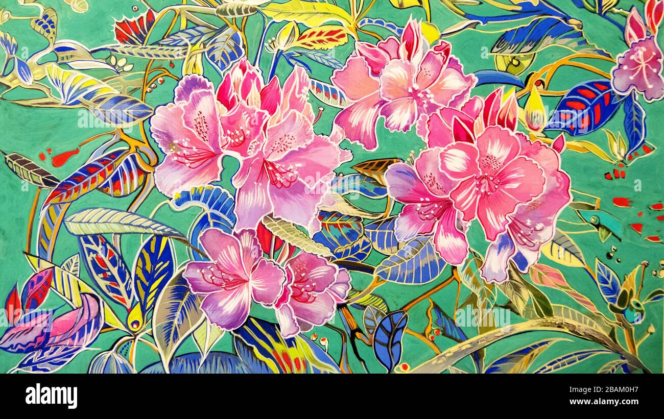 Pink rhododendron flowers Stock Photo