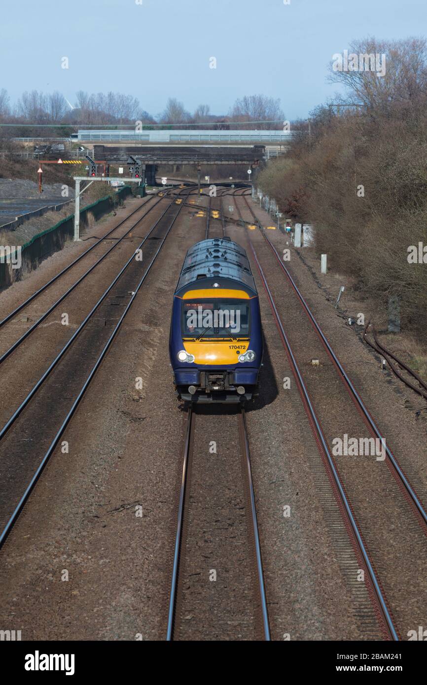 Northern Rail class 170 Turbostar train 170472 passing Stainforth ...