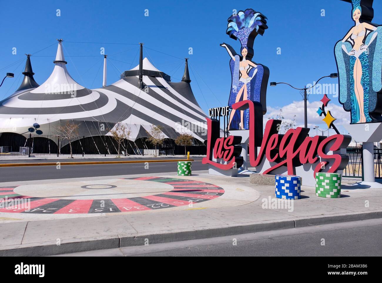 A large tent, venue for a Las Vegas show called 'Celestia,' remains empty during Nevada's COVID-19 related shutdown of nonessential businesses Stock Photo