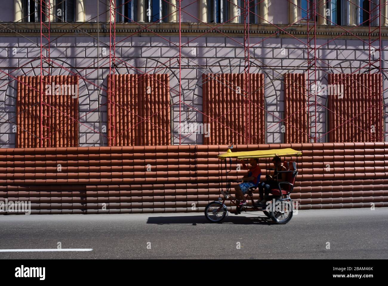 ar, sidings, renovation, building, street, 2014, Cuba Stock Photo