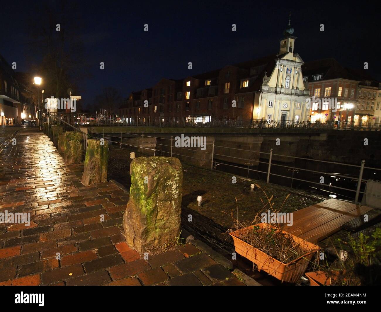 Lüneburg Harbour at night Stock Photo