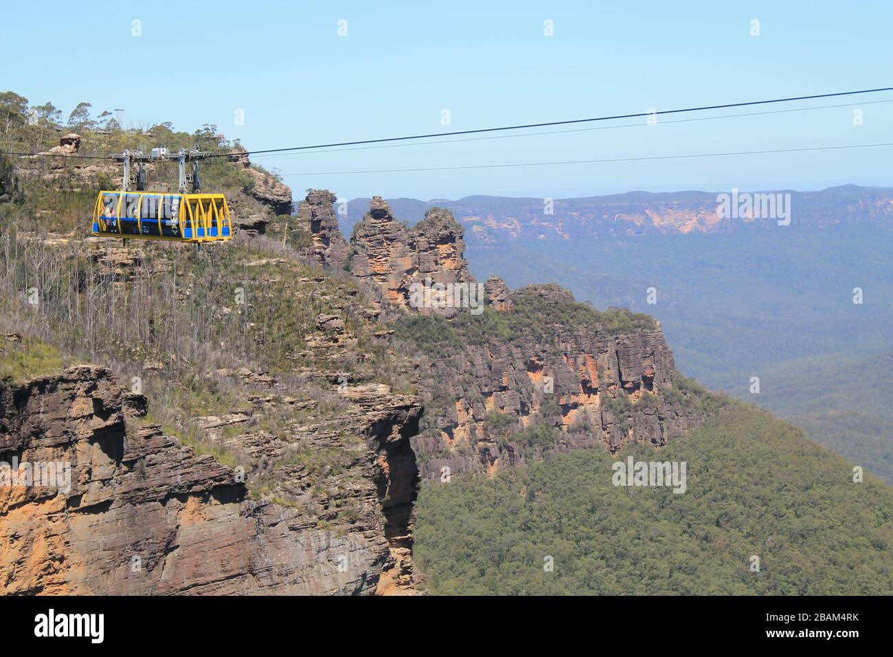 Cable car at the edge of a cliff Stock Photo
