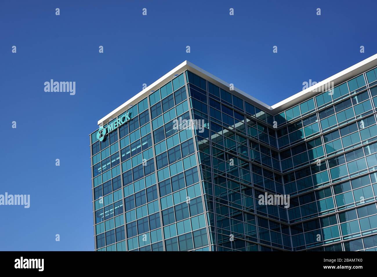 Merck Researches Laboratories exterior. Merck & Co. is a global pharmaceutical company that delivers health solutions through medicines, vaccines, etc. Stock Photo