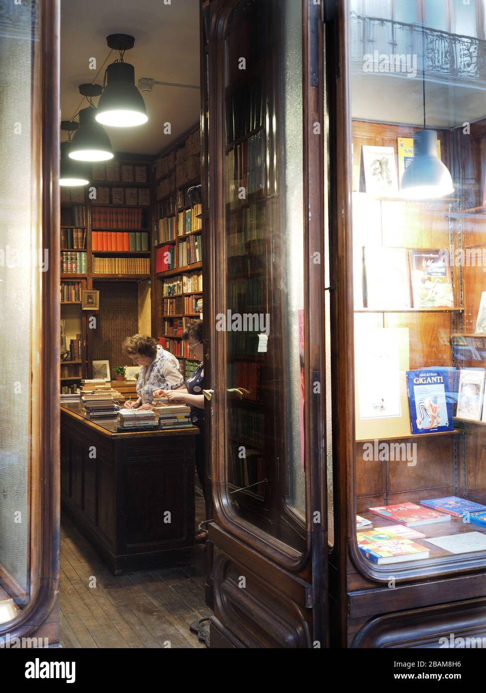 Second hand bookstore, Galleria Subalpina gallery, historical commercial galleries built in the 19th century, historical center, Turin, Piedmont, Ital Stock Photo