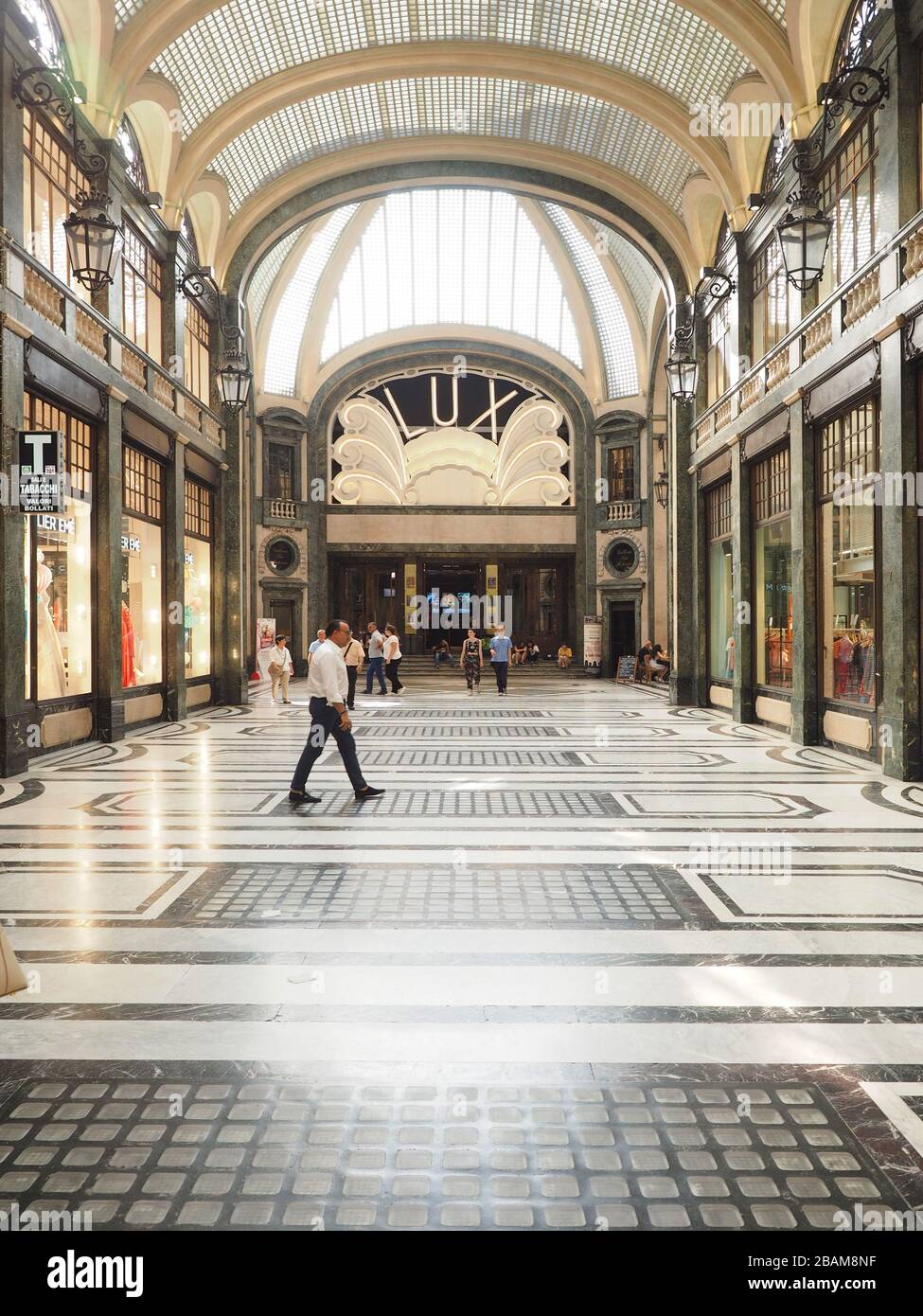 The Galleria San Federico gallery is a commercial building in the historic center of Turin. Built in the 1930s, it houses numerous shops, café, office Stock Photo