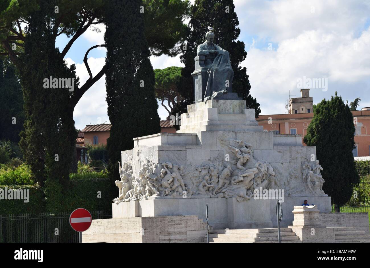 Monument to Giuseppe Mazzini - A Mazzini La Patria Monument in the city of Rome, Italy Stock Photo