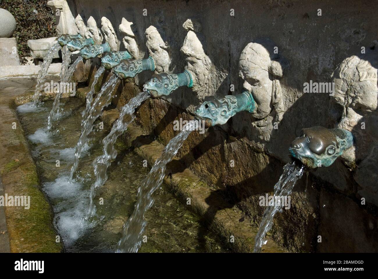 La Font dels Comptes o Font de les Canelles, Sta. Coloma de Queralt, Conca de Barberà, Catalunya Stock Photo