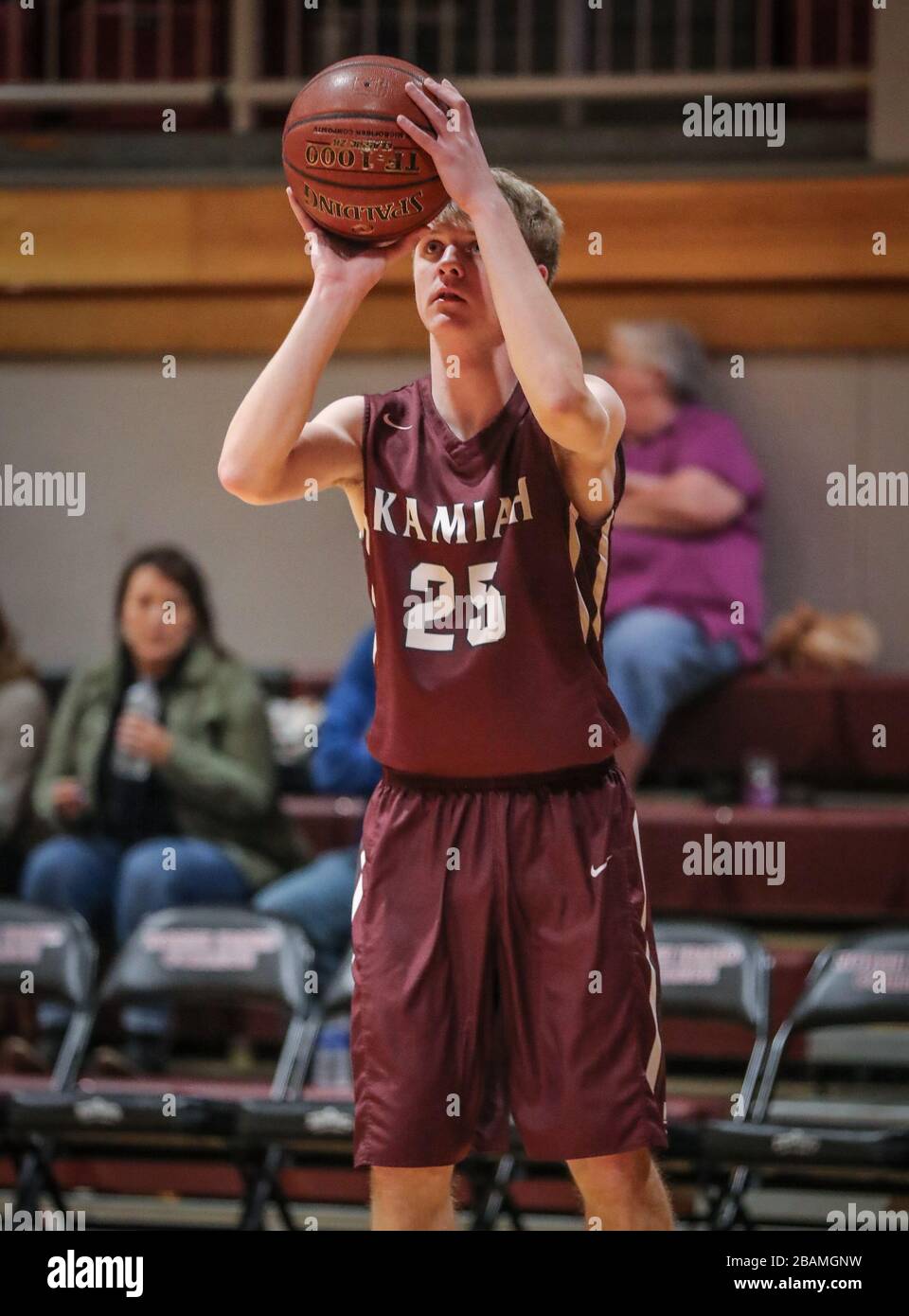 Basketball action with Wallace vs Kamiah High School in Coer d'Alene