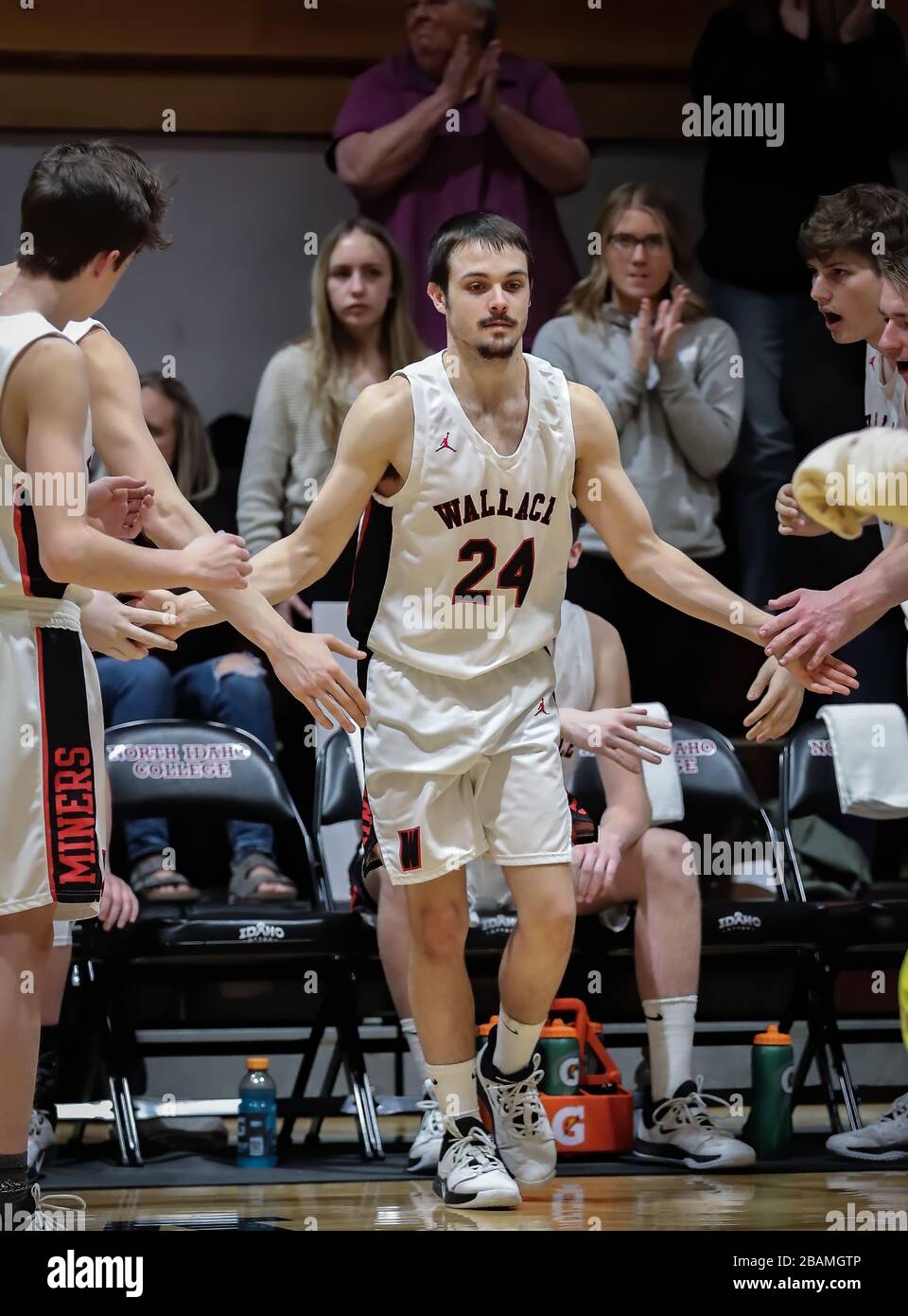 Basketball action with Wallace vs Kamiah High School in Coer d'Alene