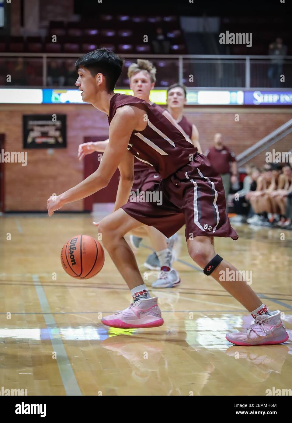 Basketball action with Wallace vs Kamiah High School in Coer d'Alene