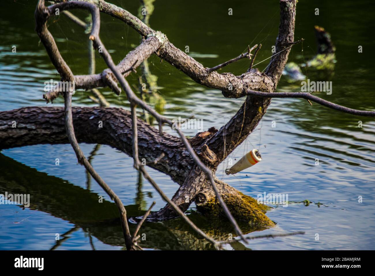 Tangled fishing line-concept. Stock Photo