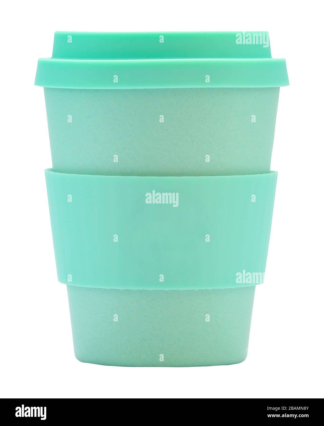 An Isolated Green Reusable Coffee Or Tea Cup On A White Background Stock Photo