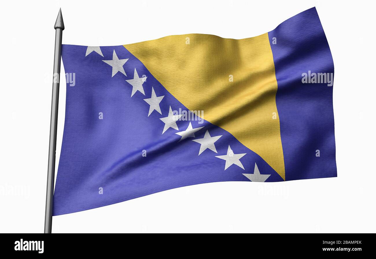 3D Render of Flagpole with Bosnia and Herzegovina Flag Stock Photo - Alamy
