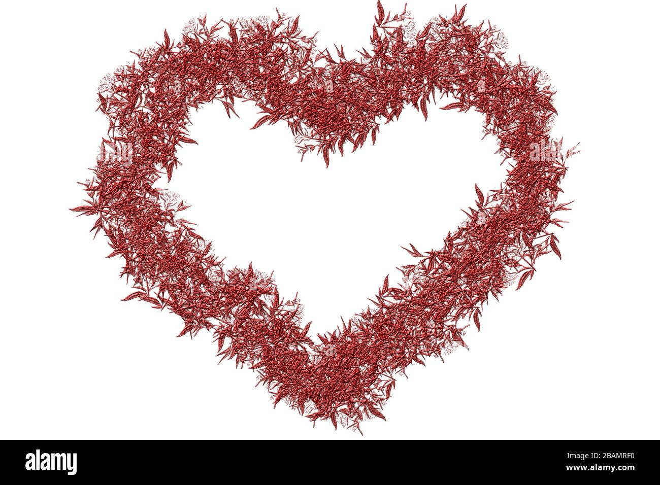 3D Red Decorative Hearts on White Background Stock Photo