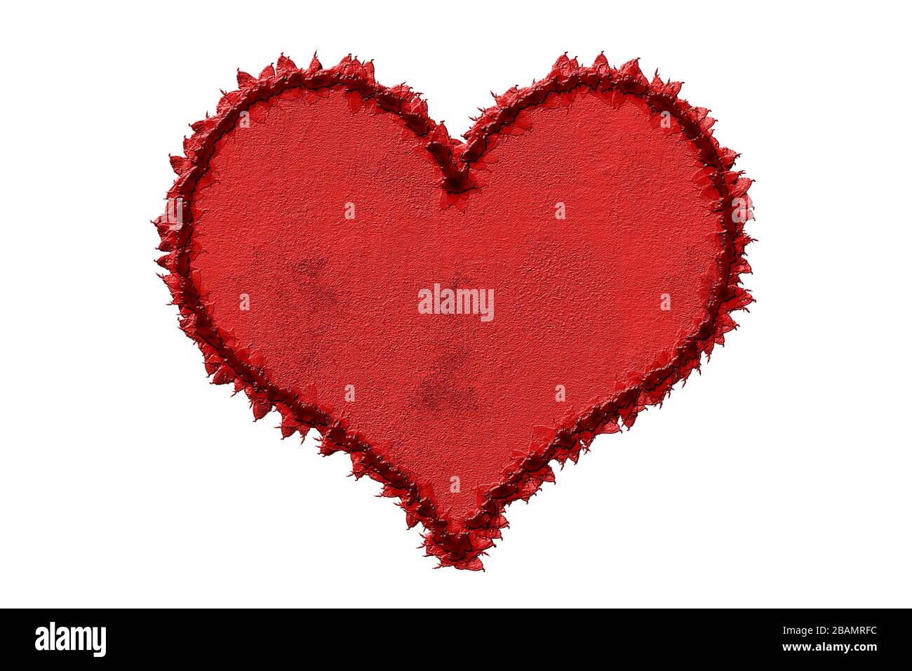3D Red Decorative Hearts on White Background Stock Photo