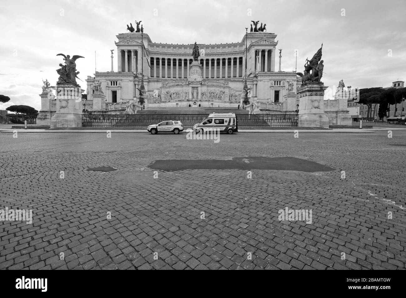 28th March 2020 - Piazza Venezia deserted during the Coronavirus emergency, Rome, Italy Stock Photo