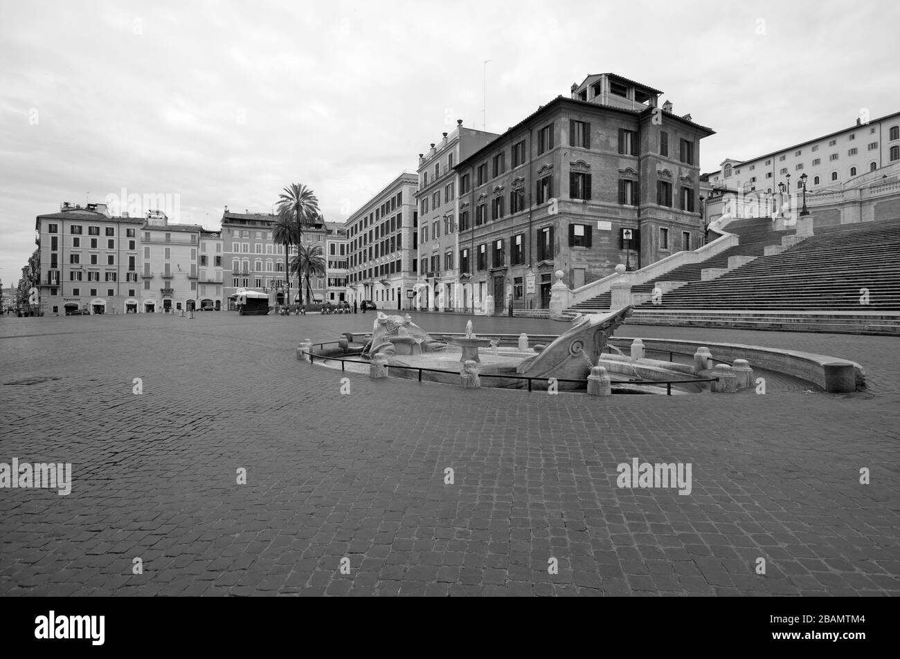 28 March 2020 - Piazza di Spagna deserted during the Coronavirus emergency, Rome, Italy Stock Photo