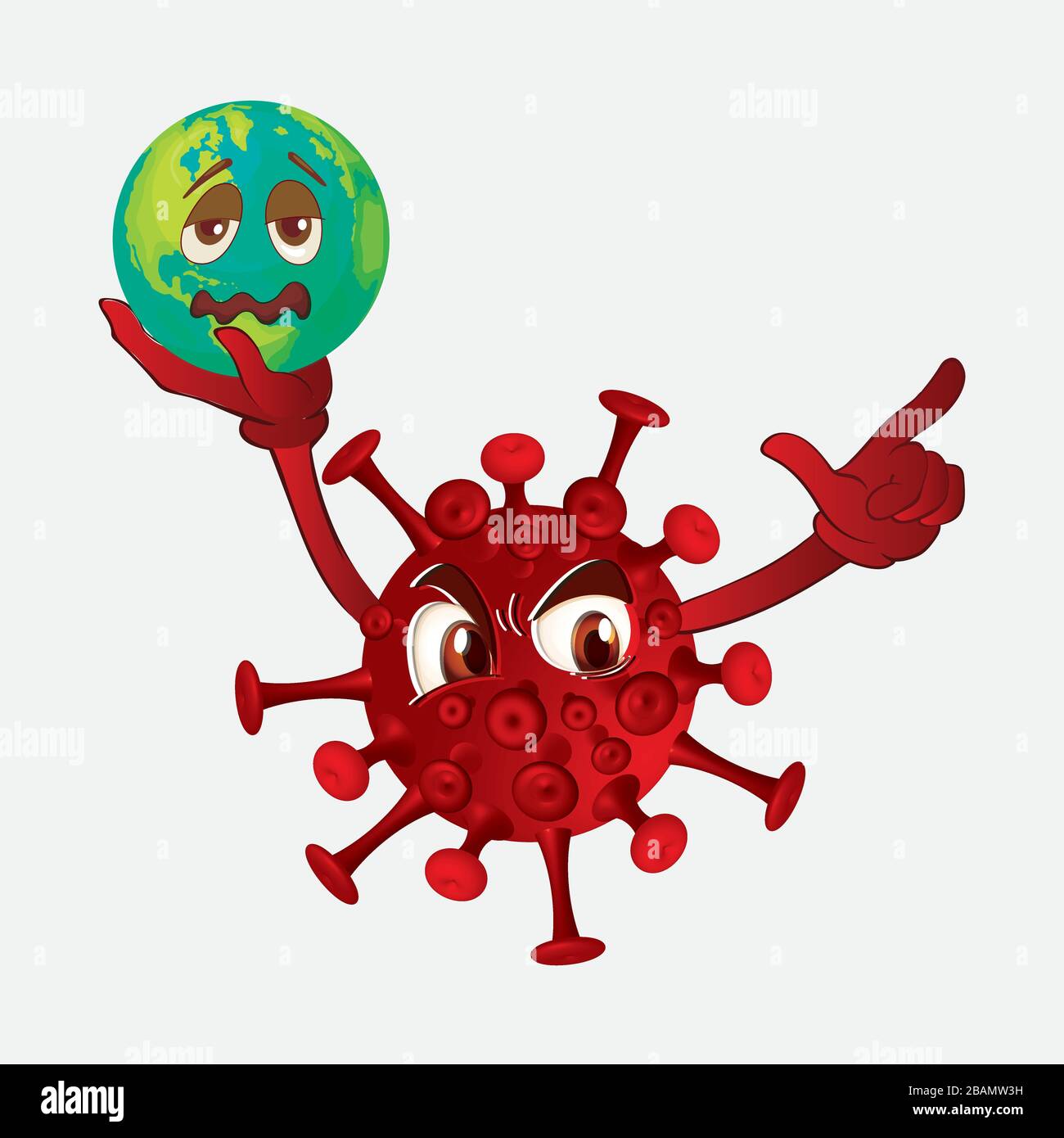 Vector cartoon of Awareness prevention COVID - 19 Coronavirus . holding globe  coronavirus.Taken in advance to prevent spreading Covid - 19. vector im Stock Vector