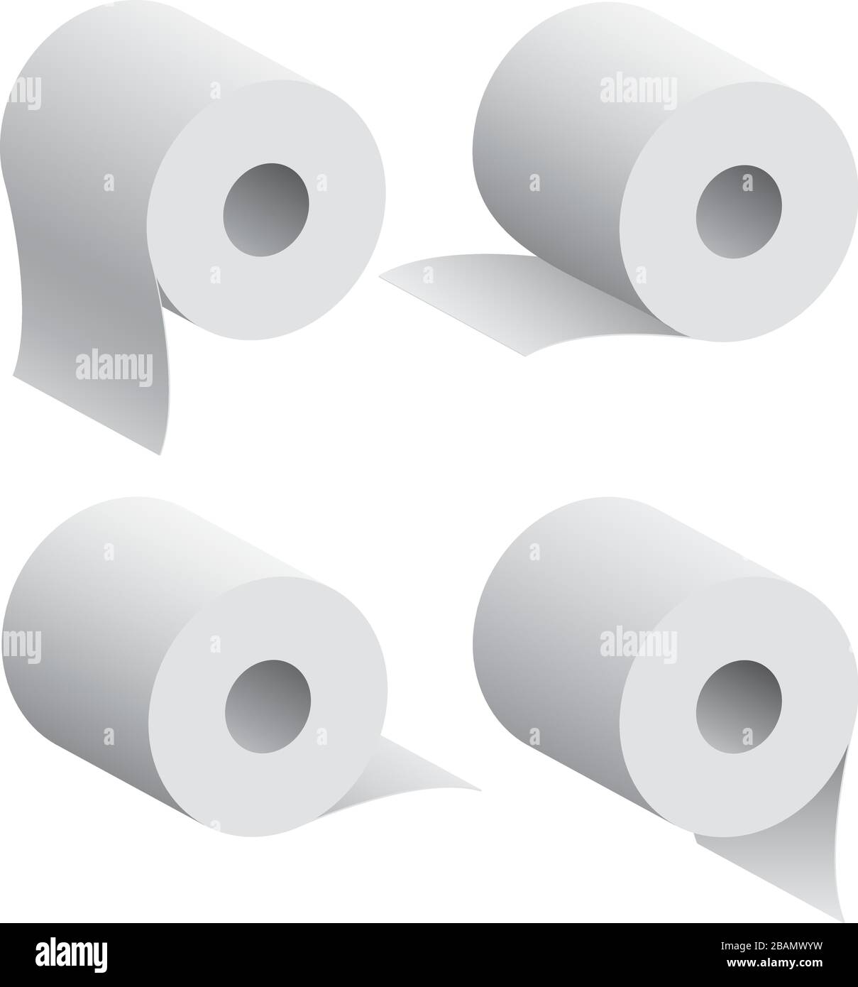 Toilet Paper Rolls Realistic 3D Isolated Vector Illustration Stock Vector