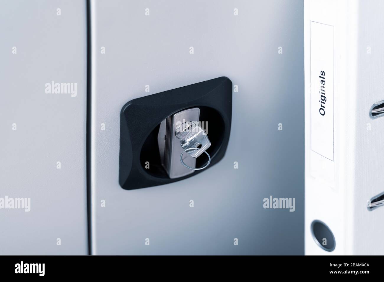 Metal box for documents secure storage. Office moving and documents