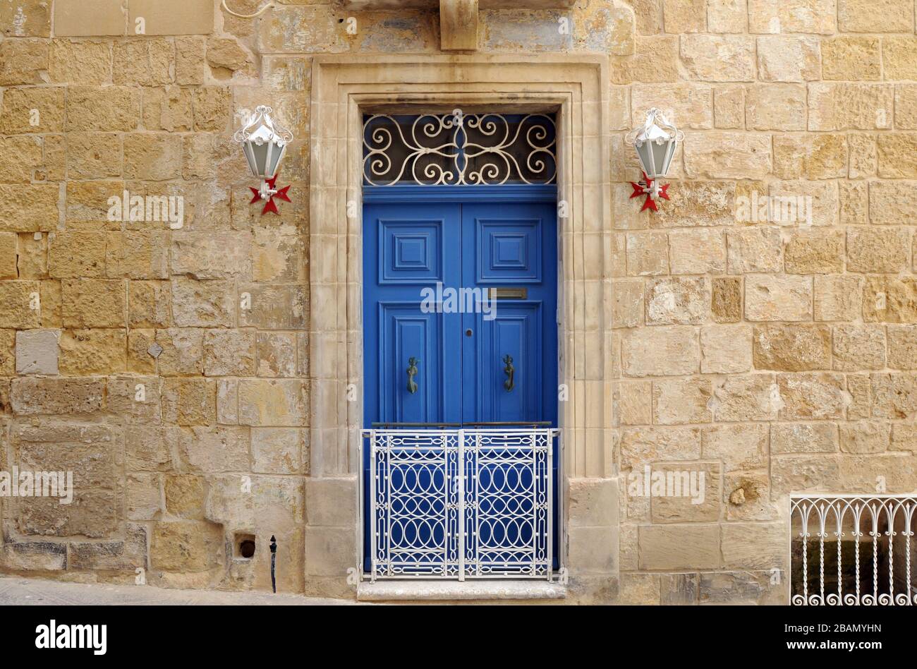 Detail of a doorway in the historic city of Senglea, one of the Three Cities across the Grand Harbour from the capital of Malta, Valletta. Stock Photo