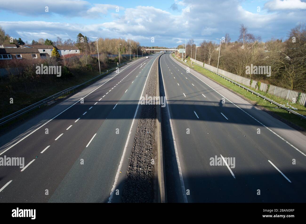 Glasgow, UK. 28th Mar, 2020. Pictured: Road signs all along the M8 and ...