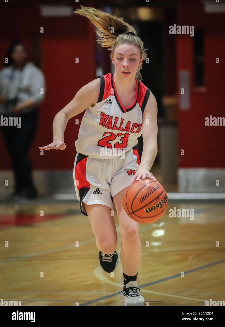 Basketball action with Genesee vs Wallace High School in Coeur d'Alene