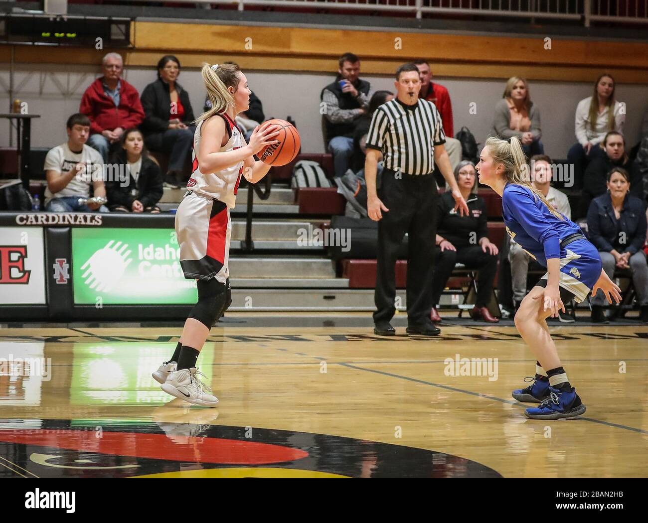 Basketball action with Genesee vs Wallace High School in Coeur d'Alene