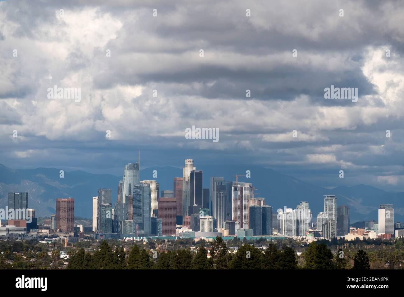 Clouds above downtown Los Angeles California Stock Photo