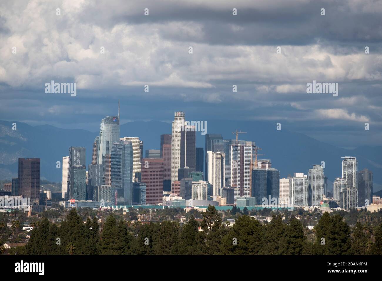Clouds above downtown Los Angeles California Stock Photo