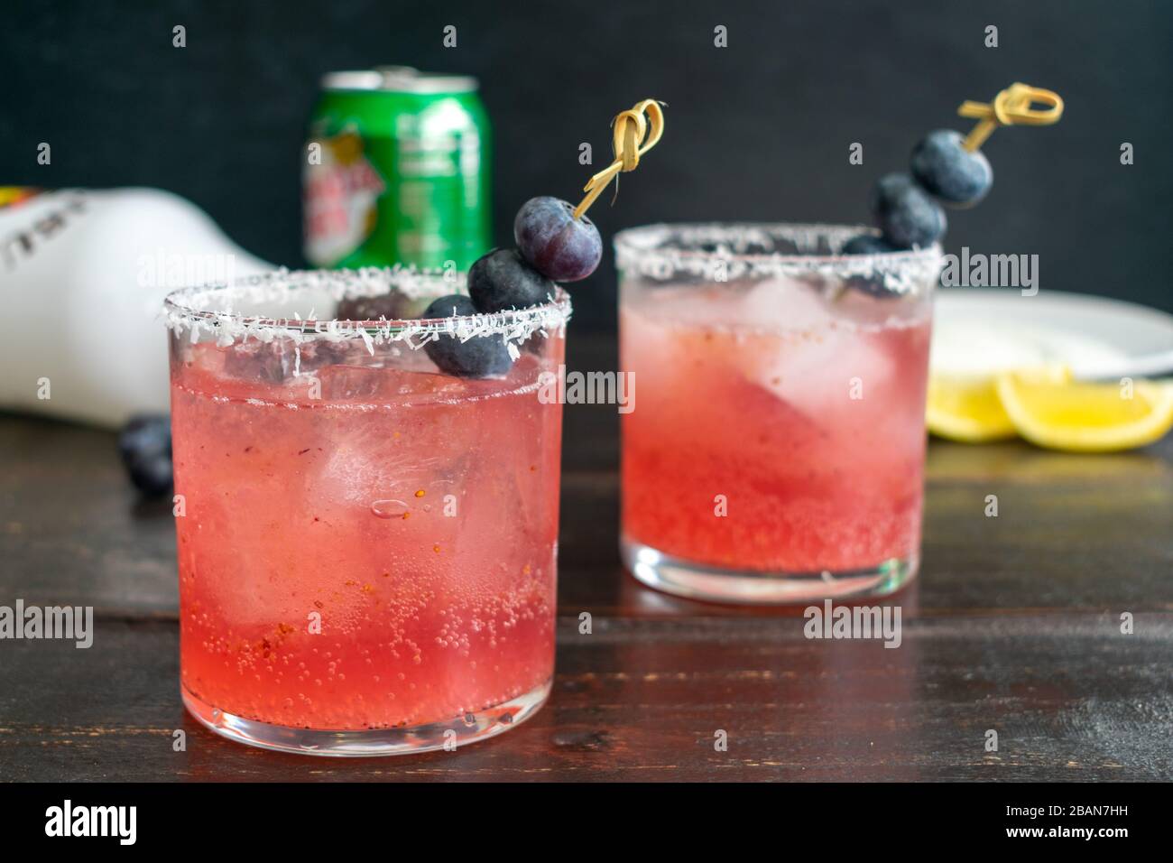 Blueberry Coconut Sparkler Cocktails made with blueberries, coconut