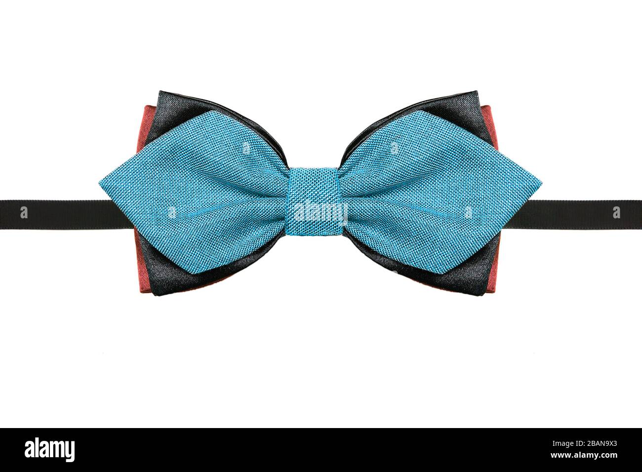 Blue black and orange bow tie close up isolated on white background ...